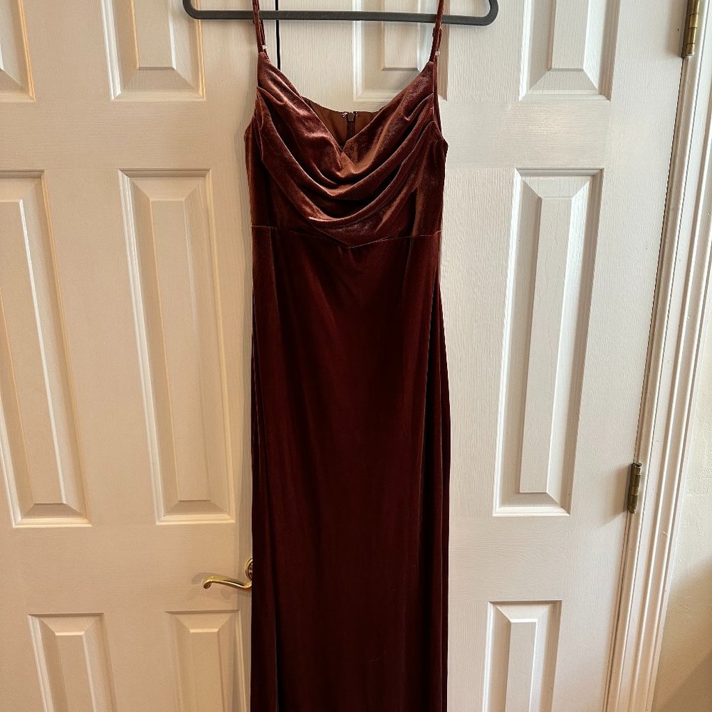 Revelry Skye Velvet - Terracotta Bridesmaids Dress Size 6